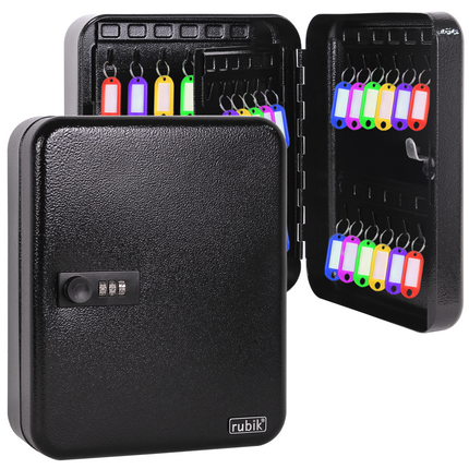 Rubik 48 Keys Safe Cabinet with Combination Lock, Wall-Mounted Keys Storage Safe RBN-48SKW Black