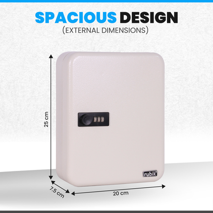 Rubik 48 Keys Safe Cabinet with Combination Lock, Wall-Mounted Keys Storage Safe RBN-48SKW White