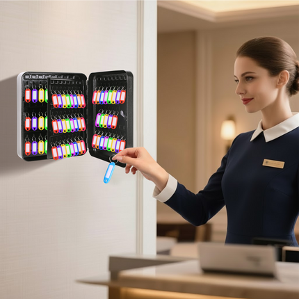 Rubik 93 Keys Safe Cabinet with Combination Lock, Wall-Mounted Keys Storage Safe RBN-93SKW Black