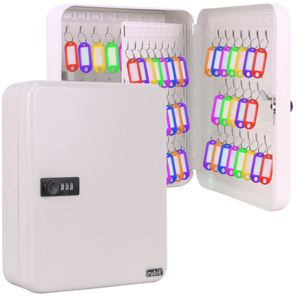 Rubik 93 Keys Safe Cabinet with Combination Lock, Wall-Mounted Keys Storage Safe RBN-93SKW White