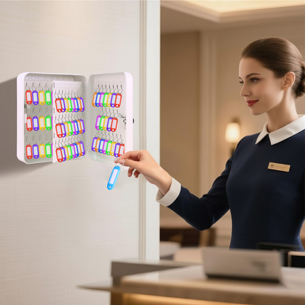 Rubik 93 Keys Safe Cabinet with Combination Lock, Wall-Mounted Keys Storage Safe RBN-93SKW White