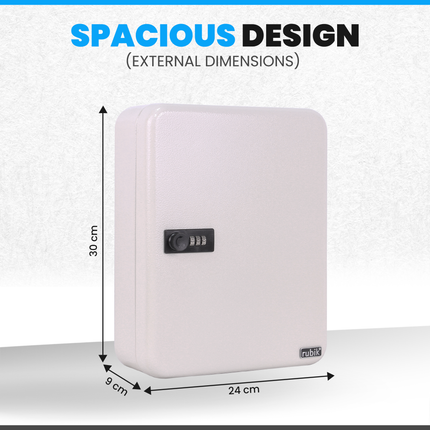 Rubik 93 Keys Safe Cabinet with Combination Lock, Wall-Mounted Keys Storage Safe RBN-93SKW White