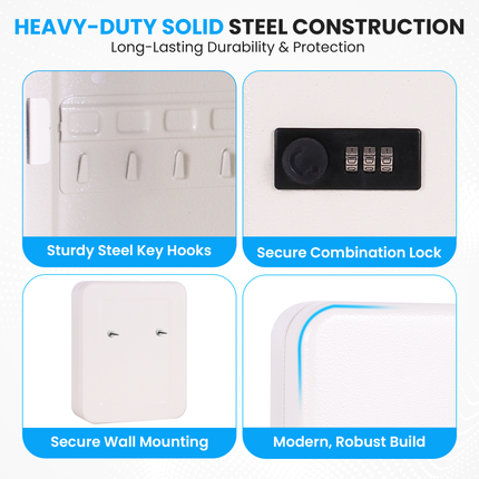 Rubik 48 Keys Safe Cabinet with Combination Lock, Wall-Mounted Keys Storage Safe RBN-48SKW White