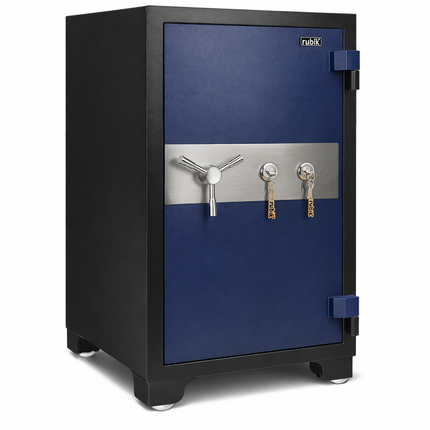 Rubik 2-Hours Fireproof Safe Box 108cm, Key Operated (RB-1080LB, 260kg) Black/Blue