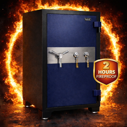 Rubik 2-Hours Fireproof Safe Box 108cm, Key Operated (RB-1080LB, 260kg) Black/Blue