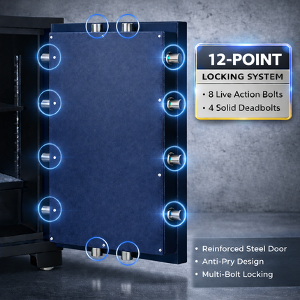 Rubik 2-Hours Fireproof Safe Box 108cm, Key Operated (RB-1080LB, 260kg) Black/Blue