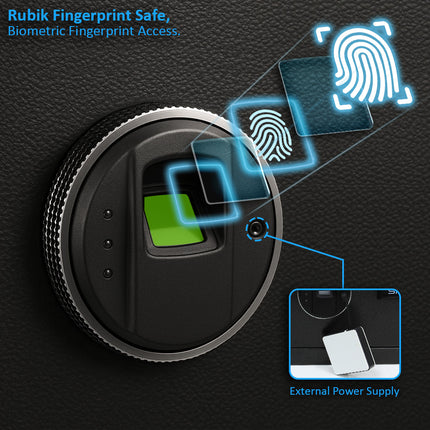 Rubik Large Fingerprint Safe Box with Keys, RB-30YFP (30x38x30cm)