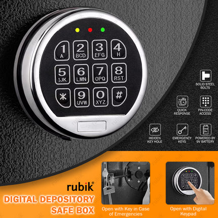 Rubik Depository Safe Box with Digital Lock, Deposit Chute and Fire Resistant RB-DS70 (70x34x38cm)