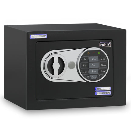 Rubik Mini Safe Box With (Upgraded) Digital Lock & Key RB17EL (17x23x17cm) Black