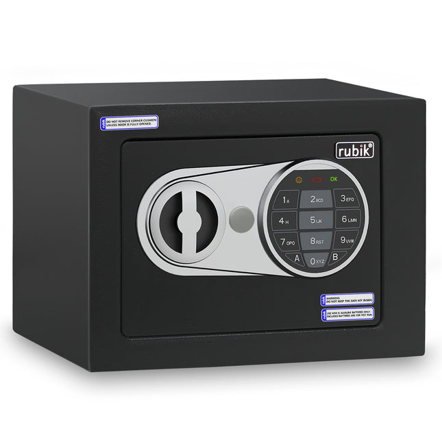 Rubik Mini Safe Box With (Upgraded) Digital Lock & Key RB17EL (17x23x17cm) Black