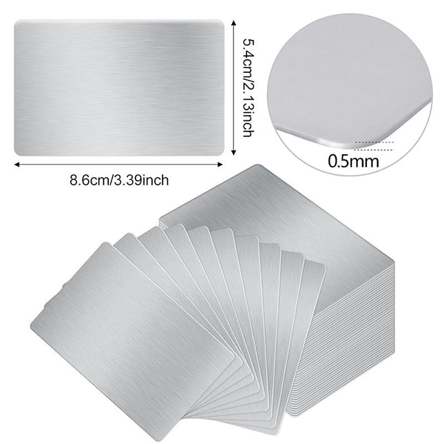 Blank Stainless Steel Metal Cards for Laser Engraving - 86x54x0.5mm