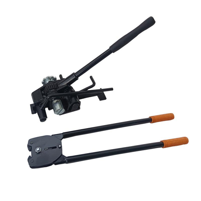 32mm Metal Strapping Tensioner & Sealer Tool Set, Heavy Duty Manual Strap Banding Tightener Kit (Black)