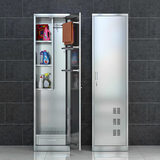 Rubik Housekeeping Storage Cabinet, 304 Stainless Steel Single Door Janitorial Cabinet