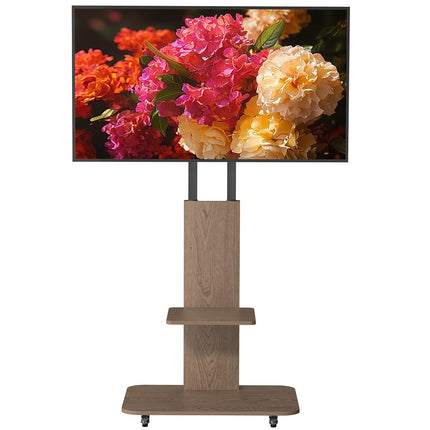 Wooden Style Floor TV Trolley Stand with Wheels for 32-65 Inch TVs, 40 kg Capacity (U-X1928)
