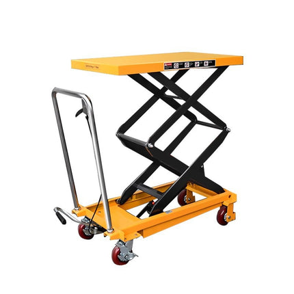 1.5m Hydraulic Lift Table Cart 500kg, Double Scissor Mechanism, Locking Wheels for Material Handling Transportation