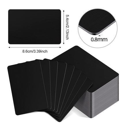 0.8mm Black Aluminum Alloy Metal Business Cards for Laser Engraving - 86x54x0.8mm Rounded Corners