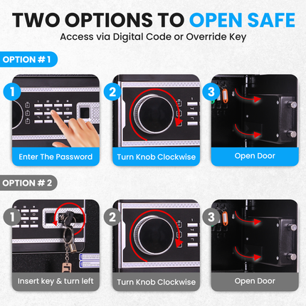 Rubik Digital Key Cabinet (100-Keys Capacity) Electronic Key Storage Wall Safe Lock Box Wall-Mounted RBS100EW Black