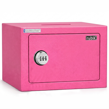 Rubik 3-Digit Combination Lock Safe Box with Drop Slot - Keyless Deposit Safe (17x23x17cm) RB-17N-SL Pink