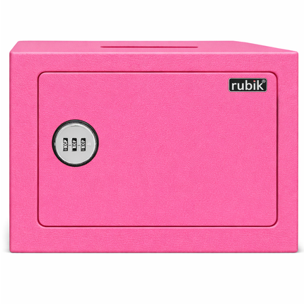 Rubik 3-Digit Combination Lock Safe Box with Drop Slot - Keyless Deposit Safe (17x23x17cm) RB-17N-SL Pink