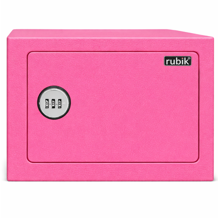 Rubik 3-Digit Combination Lock Basic Mini Safe Box - Keyless Steel Safe (17x23x17cm) RB-17N Pink