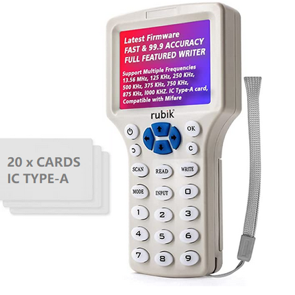 Rubik RFID Card Reader Writer Copier Duplicator (IC Type-A 20 Crads Bundle)