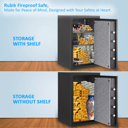 Rubik Fireproof Safe Box With Key Lock RBFP66K (66x43x35cm) Black