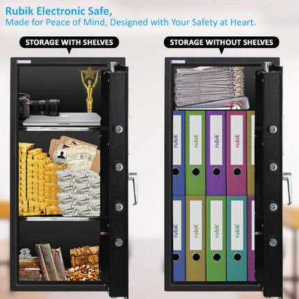 Rubik Large Digital Safe Box with Keys, RB90EG (90x40x50cm) Black