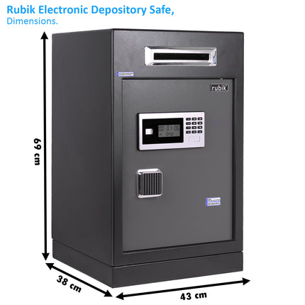 Rubik Drop Slot Safe for Cash Deposit, Digital and Key Lock, Office Shop Use RB-6343S (69x43x38cm)