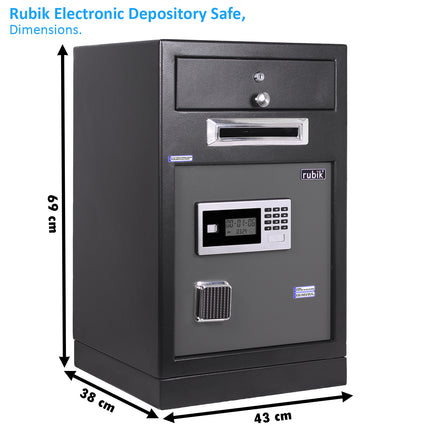 Rubik Drop Slot Safe with Lockable Cash Drawer, Digital and Key Lock, Office Shop Use RB-6343DS (69x43x38cm)
