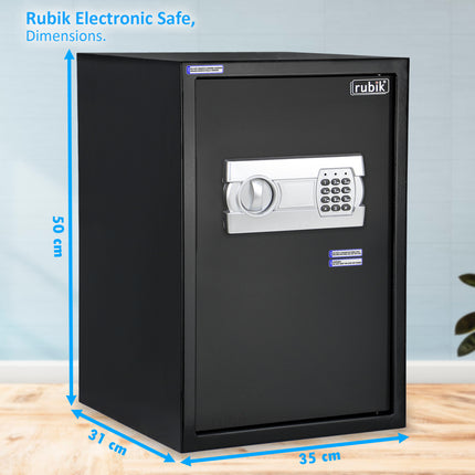 Rubik Large Digital Safe Box with Keys, RB50EGC (50x35x30cm) Black