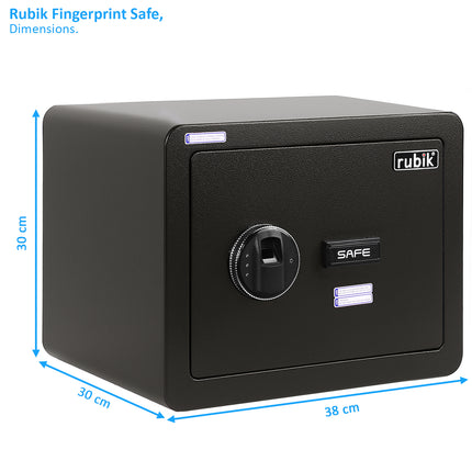 Rubik Large Fingerprint Safe Box with Keys, RB-30YFP (30x38x30cm)