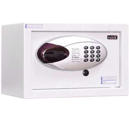 Rubik Hotel Safe Box with Digital Motorized Lock & Keys, RBH20E (20x31x20cm) White
