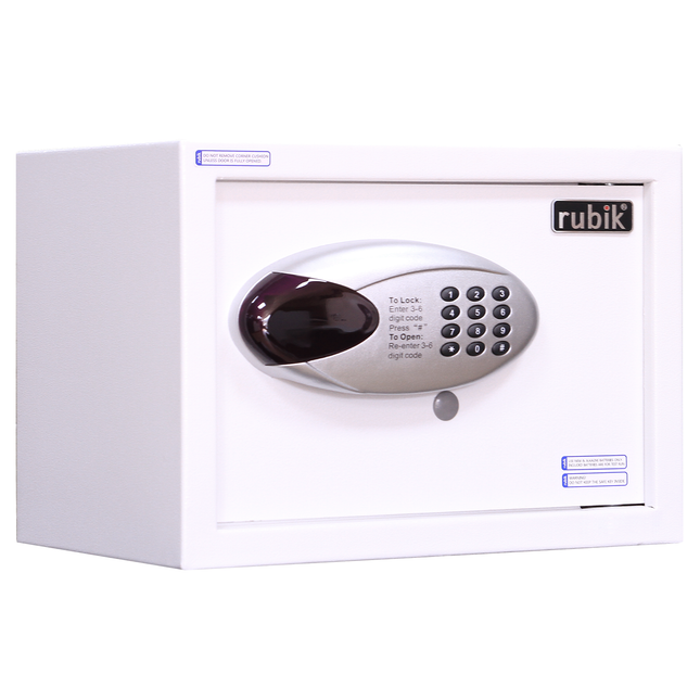 Rubik Hotel Safe Box with Digital Motorized Lock & Keys, RBH25E (25x35x25cm) White