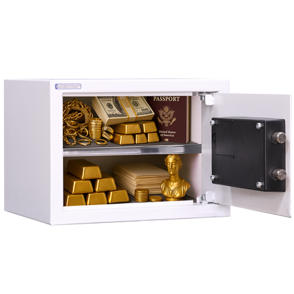 Rubik Hotel Safe Box with Digital Motorized Lock & Keys, RBH25E (25x35x25cm) White