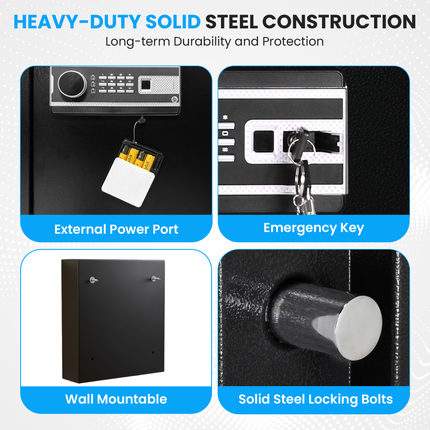 Rubik Digital Key Cabinet (100-Keys Capacity) Electronic Key Storage Wall Safe Lock Box Wall-Mounted RBS100EW Black