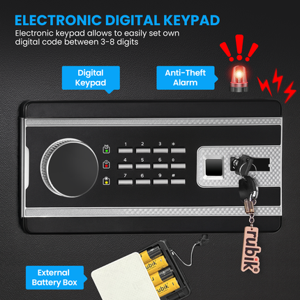 Rubik Digital Key Cabinet (60-Keys Capacity) Electronic Key Storage Wall Safe Lock Box Wall-Mounted RBS60EW White