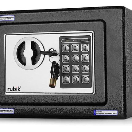 Rubik Mini Safe Box With Drop Slot, Digital Lock & Key (17x23x17cm) Off White