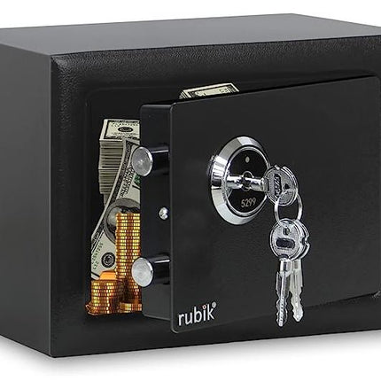 Rubik Mini Safe Box with Key Only Lock (17x23x17cm) Black