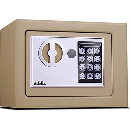 Rubik Mini Safe Box With Digital Lock & Key (17x23x17cm) Beige