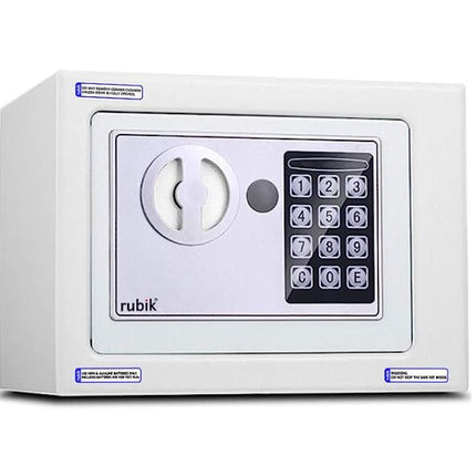 Rubik Mini Safe Box With Digital Lock & Key (17x23x17cm) White