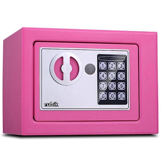 Rubik Mini Safe Box With Digital Lock & Key (17x23x17cm) Pink