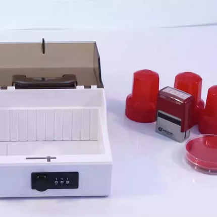 Glosen Multipurpose Five Grid Stamp Storage Box with Combination Lock Box and Transparent Lid B8056 (Red)