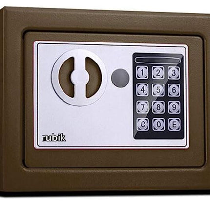 Rubik Mini Safe Box With Digital Lock & Key (17x23x17cm) Brown