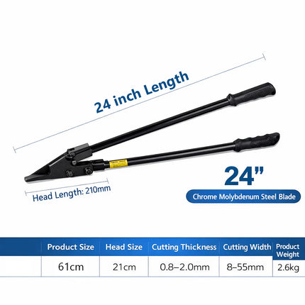 24-Inch Steel Strip Scissors Industrial Shears for Steel Coil and Strapping (Black)