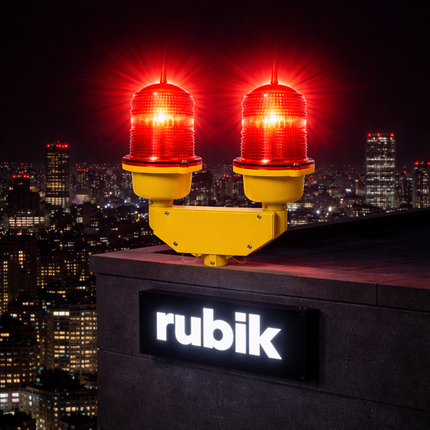 Red Low Intensity Obstruction Light Double LED, Steady Burning, FAA L-810 Aviation Warning Lamp