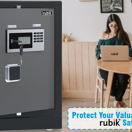 Rubik Digital Safe Box, Premium Build, Dual Security Locker 32kg (60x40x35cm) RBGX-53XTD Black/Grey