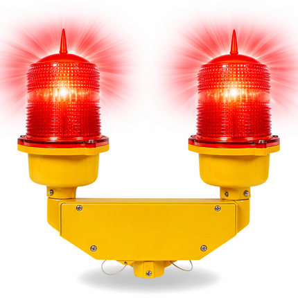 Red Low Intensity Obstruction Light Double LED, Steady Burning, FAA L-810 Aviation Warning Lamp
