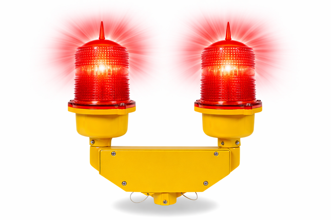 Low Intensity Obstruction Light, Alternate Flashing Double LED, FAA L-810 Aviation Warning Lamp