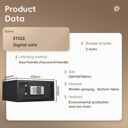 Deli Niello Digital Safe Box T522 (20×43×35cm) Black