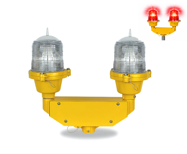 Double LED Low Intensity Obstruction Light, FAA L-810 Aviation Warning Lamp, Steady Burning